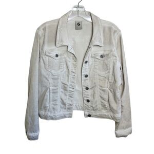 Six Denim Jean Jacket Stretchy Tan Sz Medium